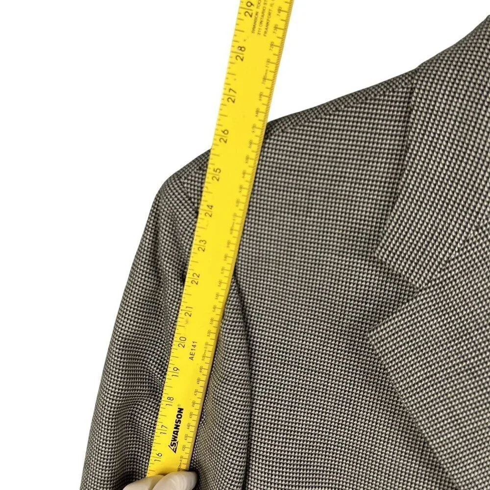 Gianfranco Ruffin Italy Mens 44R Wool Olive Green Houndstooth Blazer Timeless